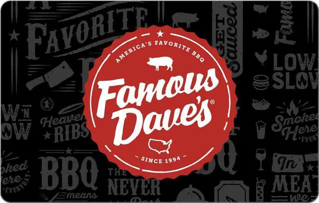 Main image of Famous Dave's $50 Gift Card (Email Delivery)