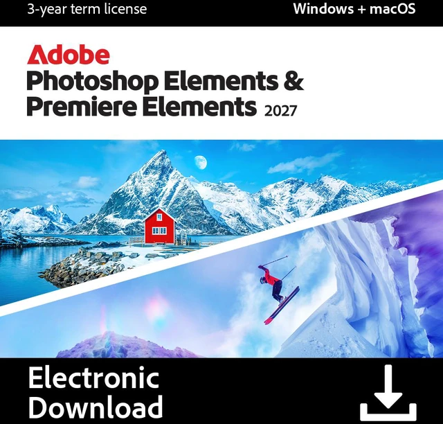 Main image of Adobe Photoshop Elements & Premiere Elements 2027 | PC/Mac | Software Download | Photo & Video Editing | 3-year term license | Activation Required
