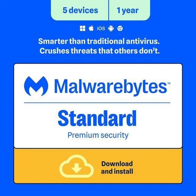 Main image of Malwarebytes Standard (Premium Security) - 5 Devices / 1 Year - Download