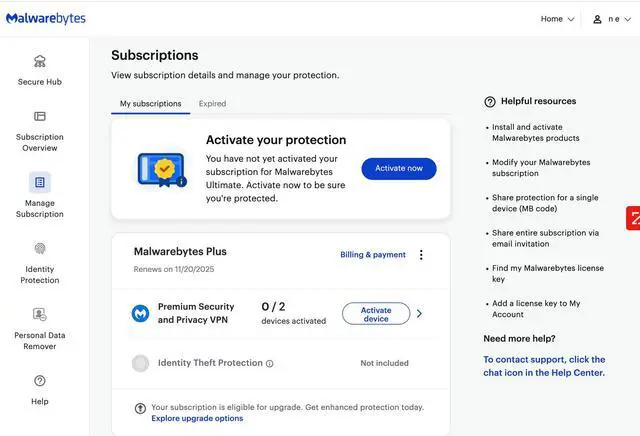 Alt view image 3 of 8 - Malwarebytes Premium + Privacy VPN (Plus subscription) - 4 Device / 1 Year - Download
