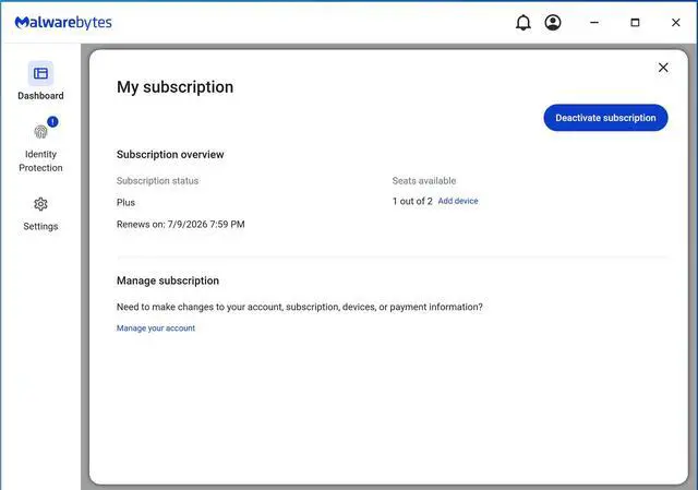 Alt view image 4 of 8 - Malwarebytes Premium + Privacy VPN (Plus subscription) - 4 Device / 1 Year - Download