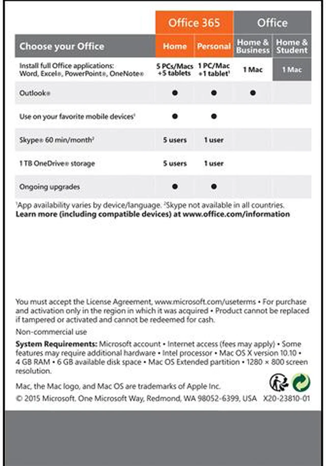 Office Home & Student 2016 for Mac - Product Key Card - 1 Mac - Newegg.com