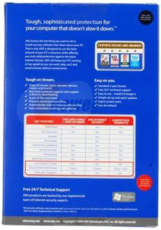 Alt view image 2 of 10 - AVG Anti-Virus & Anti-Spyware V8.0 1User/2Year Small Box