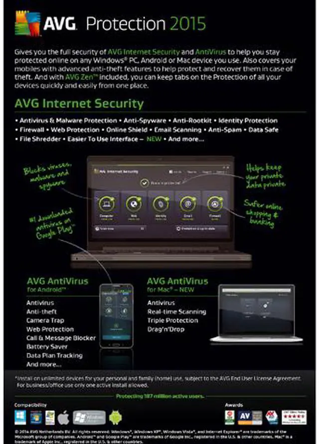 Alt view image 2 of 4 - AVG Protection 2015 - Unlimited Devices / 1 Year (Internet Security)