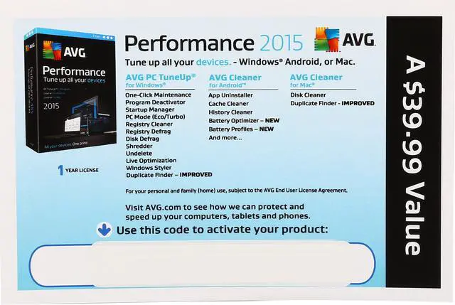 Alt view image 3 of 3 - AVG Performance 2015 - Unlimited Devices / 1 Year