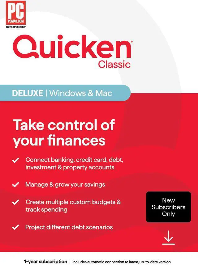 Main image of Quicken Classic Deluxe for New Subscribers Only - 1 Year Subscription [Windows/Mac Download]