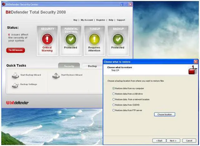 Alt view image 9 of 16 - Bitdefender Total Security 2008 - 2 Year / 3 PC