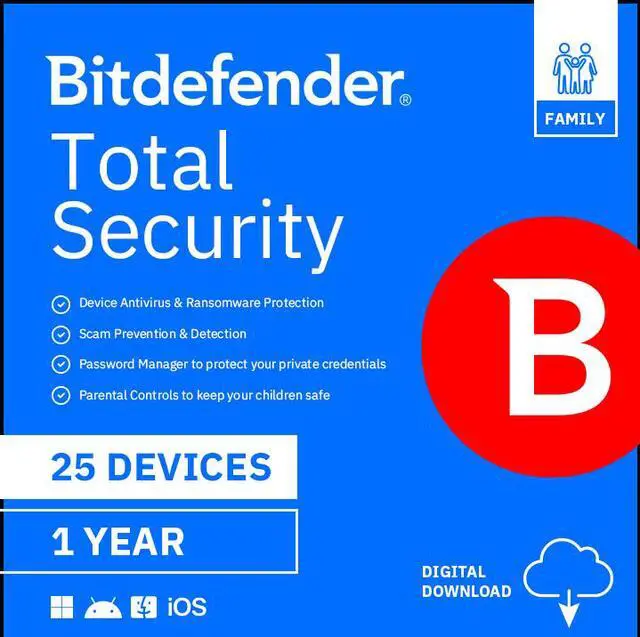 Main image of Bitdefender Total Security Family 25 Devices/1 Year - Download