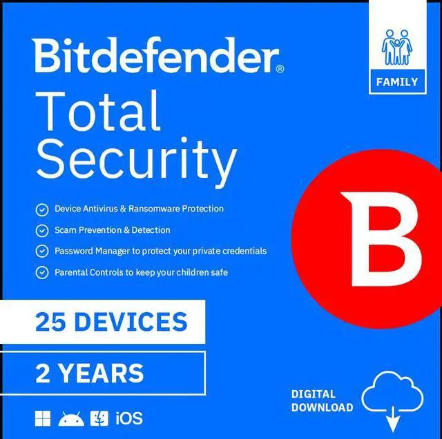 Main image of Bitdefender Total Security Family 25 Devices/2 Years - Download