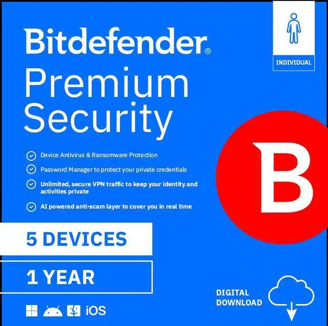 Main image of Bitdefender Premium Security Individual 5 Devices/1 Year - Download