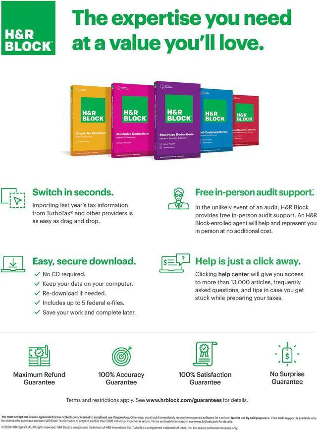 Alt view image 4 of 4 - H&R BLOCK Tax Software Deluxe + State 2020 PC Windows/Mac (Key Card)