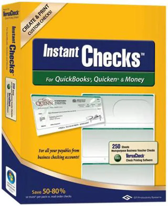 Main image of VersaCheck Instant Checks – For QuickBooks, Quicken, & Money - Form #1000 - Business Voucher – Green - Classic (250 Sheets/250 Checks)