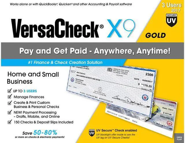 Alt view image 5 of 5 - VersaCheck X9 Gold UV Secure 2017 - 3 User - OEM