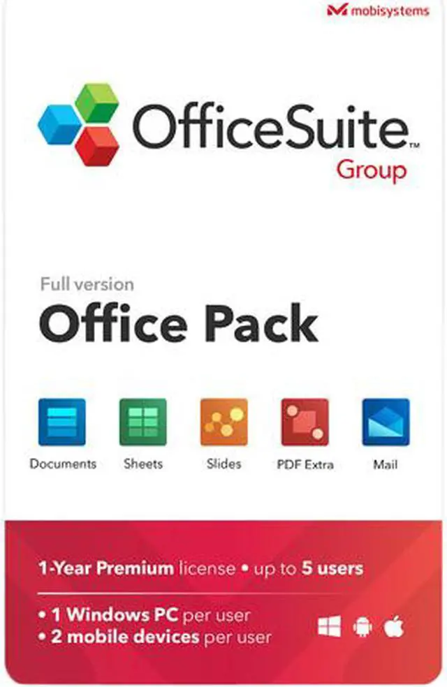 Main image of MobiSystems OfficeSuite Group Compatible with Microsoft Office & Adobe PDF - 1 year license - Download