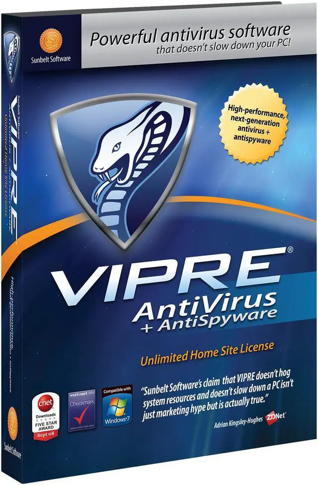 Main image of Sunbelt Vipre Antivirus + Antispyware - Unlimited Home Site License - Amaray Case