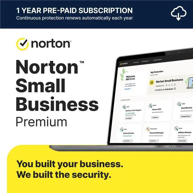 Main image of Norton Small Business Premium, 10 Devices – Protect What You’ve Built, 24/7 Business Tech Support, VPN, PC Cloud Backup, Business Antivirus Software, & Data Protection [Download]