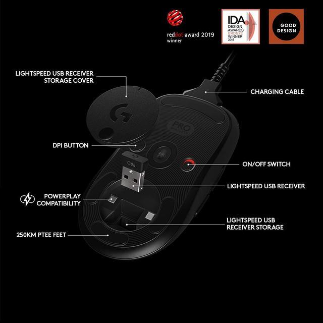 Alt view image 5 of 8 - Logitech - G PRO Lightweight Wireless Optical Ambidextrous Gaming Mouse with RGB Lighting - Black