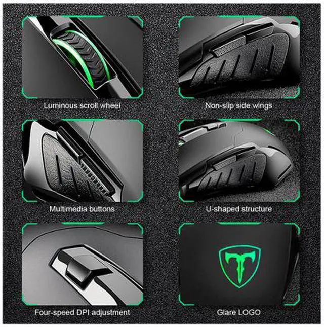 Alt view image 4 of 6 - TROPRO Gaming Mouse Wired Breathing Light Ergonomic Game USB Computer Mice Multicolor Gamer Desktop Laptop PC Gaming Mouse, 6 Buttons for Windows 7/8/10/XP Vista Linux, Black
