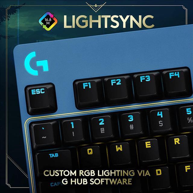 Alt view image 5 of 6 - Logitech G PRO Mechanical Gaming Keyboard - Ultra-Portable Tenkeyless Design, Detachable USB Cable, LIGHTSYNC RGB Backlit Keys, Official League of Legends Edition