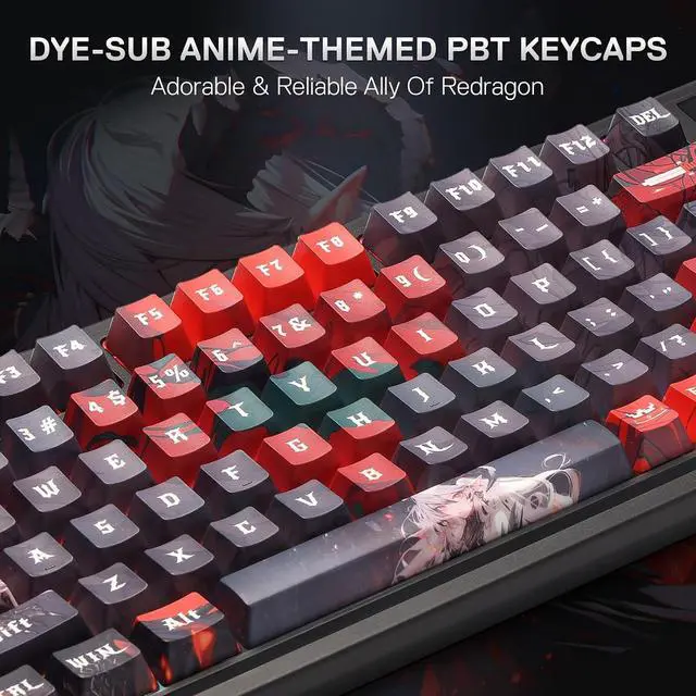 Alt view image 3 of 10 - Redragon K719 PRO Wireless RGB Gasket Gaming Keyboard, Dye-Sub Anime Keycap, Easy-Control LED Info Display, 0-Delay Tri-Mode, Cushioned 5-Layer Noise Dampening for Creamy Thocky Sound, 95% Layout