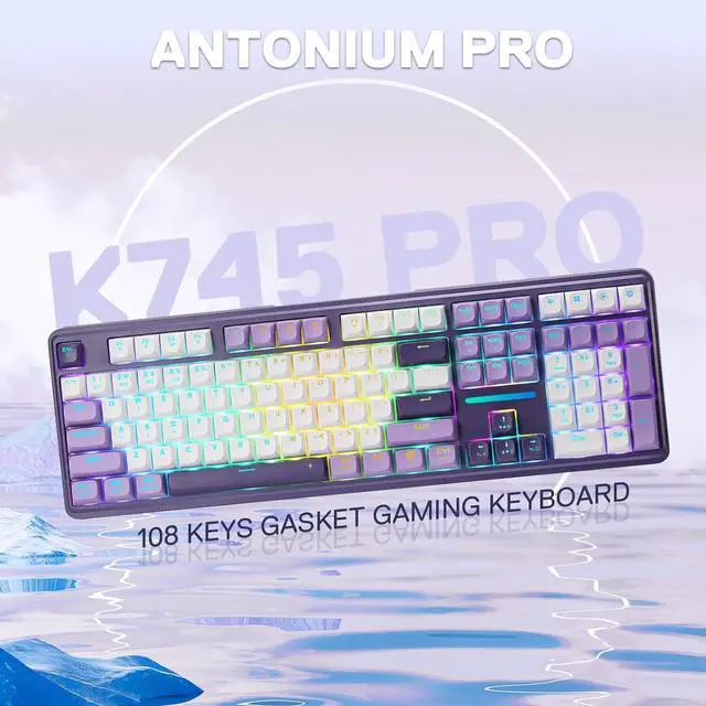 Alt view image 8 of 9 - Redragon K745 PRO Wireless Gasket RGB Gaming Keyboard, 108 Keys Mechanical Keyboard w/Extra 4 Hotkeys, Hot-Swap Socket, 5-Layer Noise Dampening, See-Through Round PBT Keycaps, Mint Mambo Switch