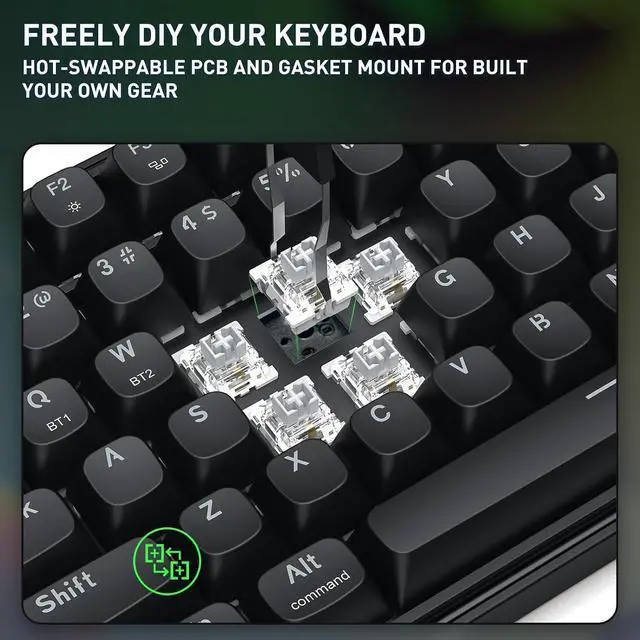 Alt view image 4 of 9 - Redragon S163 3-Mode Wilreess Gaming Keyboard & Mouse Combo, 108 Keys K689 PRO RGB Gasket Keyboard and 8000 DPI M693 Gaming Mouse Bundle, Convenient Shared Dongle