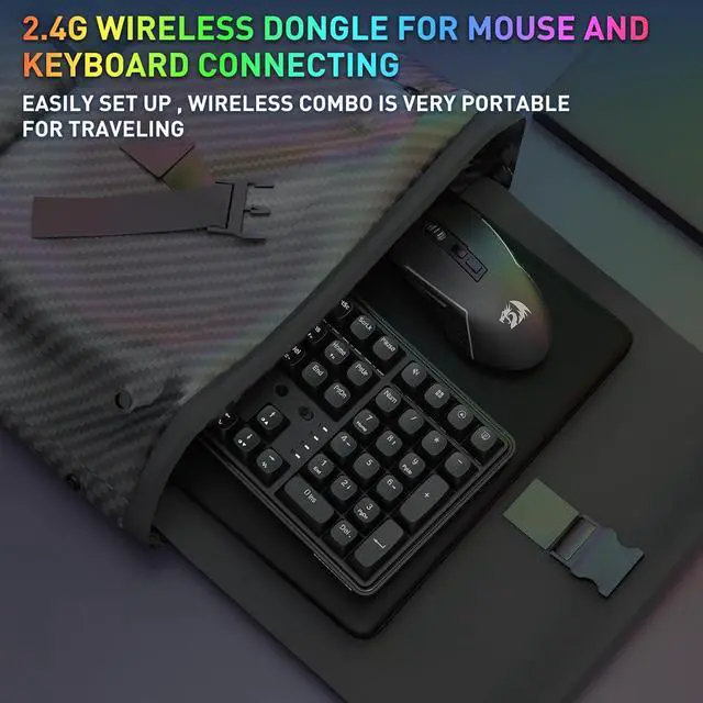 Alt view image 5 of 9 - Redragon S163 3-Mode Wilreess Gaming Keyboard & Mouse Combo, 108 Keys K689 PRO RGB Gasket Keyboard and 8000 DPI M693 Gaming Mouse Bundle, Convenient Shared Dongle