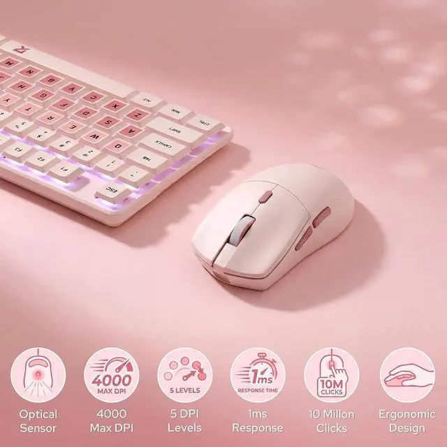 Alt view image 2 of 12 - Redragon BS8531 Wireless 104-Key Low-Profile Keyboard, 4000 DPI Mouse Combo, 30% Slimmer Ultra-Thin Mechanical Switch for Faster Keystrokes, Ergonomic Typing, 5-Level Adjustable DPI, Shared Dongle