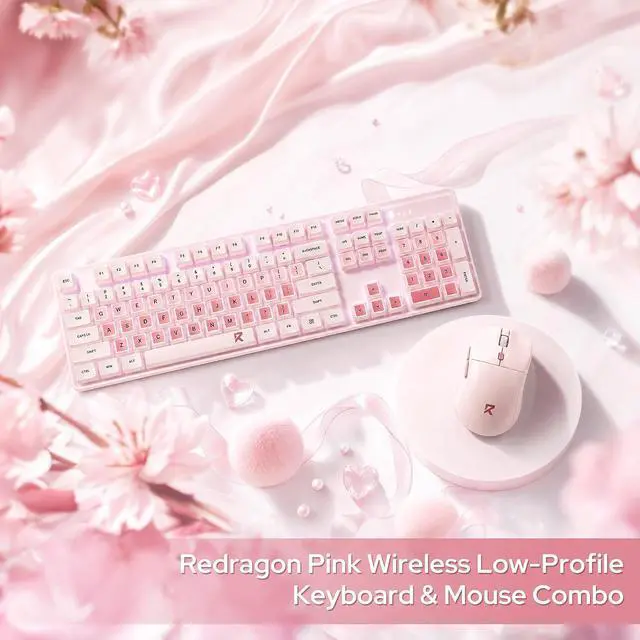 Alt view image 7 of 12 - Redragon BS8531 Wireless 104-Key Low-Profile Keyboard, 4000 DPI Mouse Combo, 30% Slimmer Ultra-Thin Mechanical Switch for Faster Keystrokes, Ergonomic Typing, 5-Level Adjustable DPI, Shared Dongle