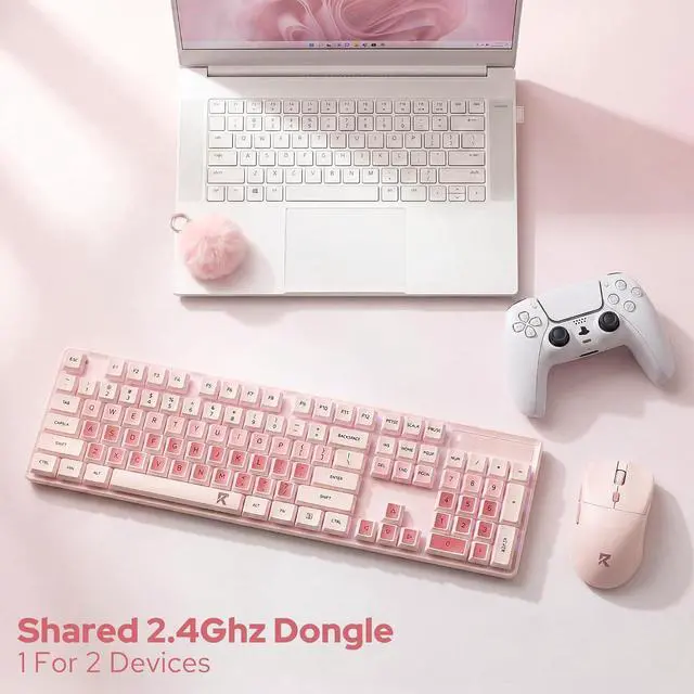 Alt view image 9 of 12 - Redragon BS8531 Wireless 104-Key Low-Profile Keyboard, 4000 DPI Mouse Combo, 30% Slimmer Ultra-Thin Mechanical Switch for Faster Keystrokes, Ergonomic Typing, 5-Level Adjustable DPI, Shared Dongle