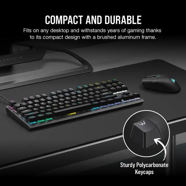 Alt view image 4 of 20 - Corsair K60 PRO TKL Wired Optical-Mechanical OPX Linear Switch Gaming Keyboard with 8000Hz Polling Rate - Black