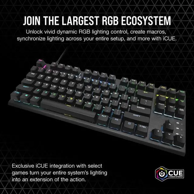 Alt view image 6 of 20 - Corsair K60 PRO TKL Wired Optical-Mechanical OPX Linear Switch Gaming Keyboard with 8000Hz Polling Rate - Black