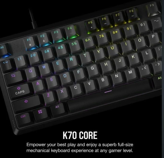 Alt view image 2 of 7 - CORSAIR K70 CORE RGB MECHANICAL GAMING KEYBOARD - GRAY- CORSAIR RED LINEAR SWITC