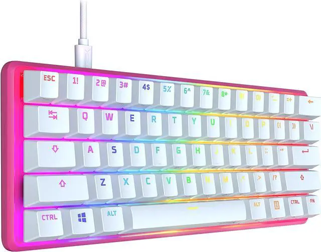 Alt view image 2 of 10 - HyperX Alloy Origins 60 - Mechanical Gaming Keyboard - Ultra Compact 60% Form Factor - Linear Red Switch - Double Shot PBT Keycaps - RGB LED Backlit - NGENUITY Software Compatible - Pink