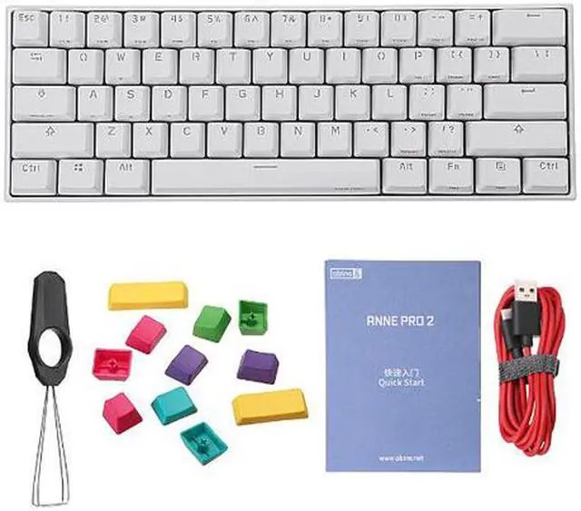 Alt view image 7 of 7 - Anne Pro 2 60% Mechanical Keyboard Wired/Wireless Dual Mode Full RGB Double Shot PBT - White Switch