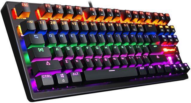 MK1 PC Mechanical Gaming Keyboards - 7-Color LED Backlit Mechanical Keyboard  - USB Mechanical Computer Keyboard Wired Blue Switches for MAC/PC Gamers  (Black) 