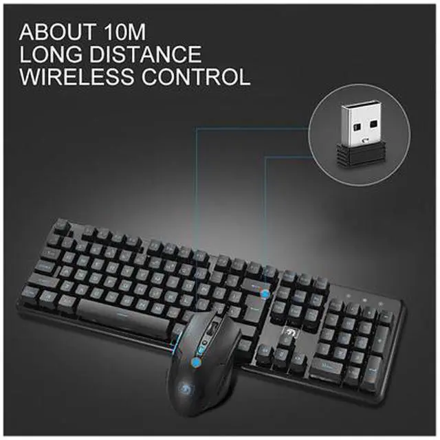 Alt view image 3 of 6 - Wireless Gaming Keyboard Mouse Combo, Rechargable 
RGB Backlit Mechanical Feel Waterproof Keyboard With 2400DPI Gaming Mouse for Laptop PC Gamer