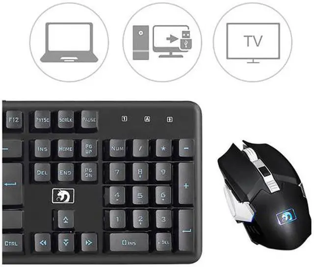 Alt view image 2 of 6 - Wireless Gaming Keyboard Mouse Combo, Rechargable 
RGB Backlit Mechanical Feel Waterproof Keyboard With 2400DPI Gaming Mouse for Laptop PC Gamer