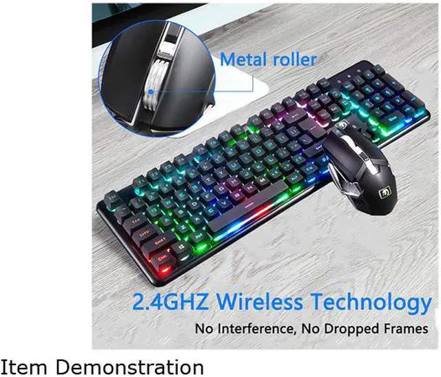 Alt view image 6 of 6 - Wireless Gaming Keyboard Mouse Combo, Rechargable 
RGB Backlit Mechanical Feel Waterproof Keyboard With 2400DPI Gaming Mouse for Laptop PC Gamer
