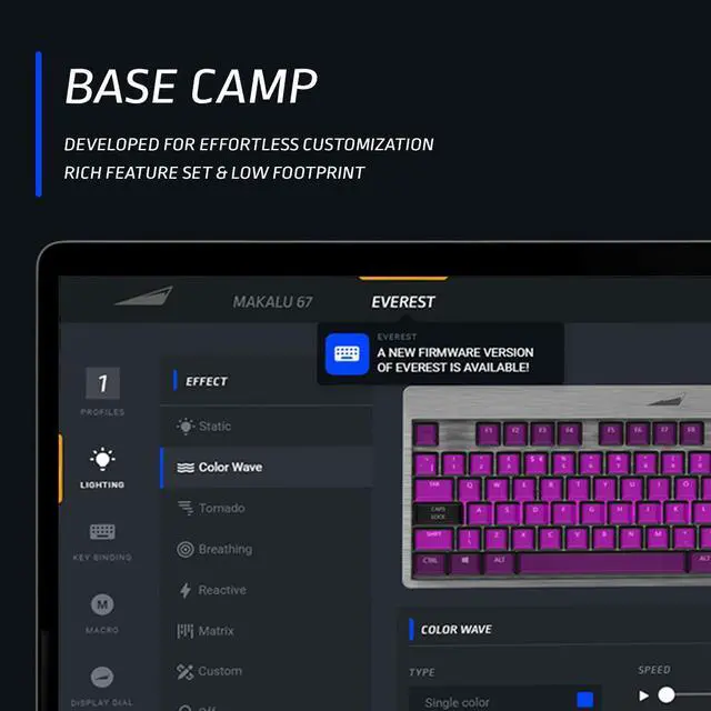 Alt view image 7 of 11 - MOUNTAIN Everest Core Compact Mechanical Gaming Keyboard - USB Hub - Linear and Quiet - RGB Backlit - Gunmetal Gray