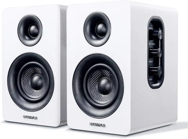 Main image of Sanyun SW208 3" Active Bluetooth 5.0 Bookshelf Speakers - 60W Carbon Fiber Speaker Unit - Built-in 24bit DAC Dynamic 3D Surround Sound 2.0 Computer PC Monitor Gaming (Pair, White)