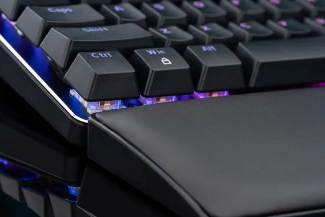Alt view image 6 of 16 - GAMEPOWER Ogre RGB Mechanical Gaming Keyboard, 104 Full Anti Ghosting Keys, Leather Hand Rest, Macro, Outemu Blue Switch, Black