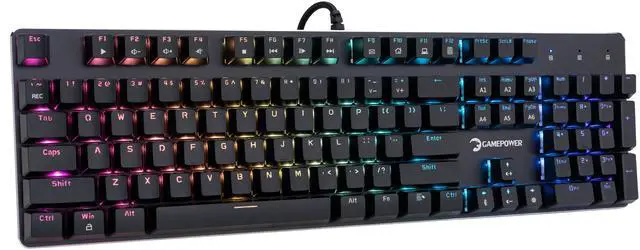 Alt view image 3 of 20 - GAMEPOWER Ogre RGB Mechanical Gaming Keyboard, 104 Full Anti Ghosting Keys, Leather Hand Rest, Macro, Outemu Red Switch - Black