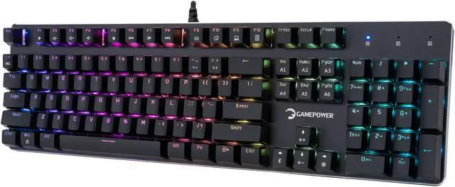 Alt view image 4 of 20 - GAMEPOWER Ogre RGB Mechanical Gaming Keyboard, 104 Full Anti Ghosting Keys, Leather Hand Rest, Macro, Outemu Red Switch - Black
