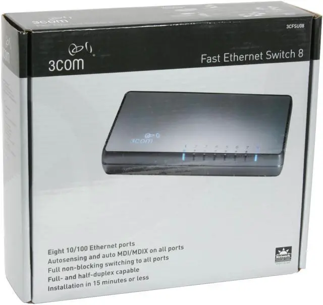 Alt view image 6 of 6 - 3com 3CFSU08 Switch 8