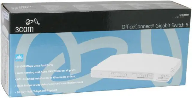 Alt view image 9 of 9 - 3com 3C1670800B OfficeConnect Gigabit Switch 8