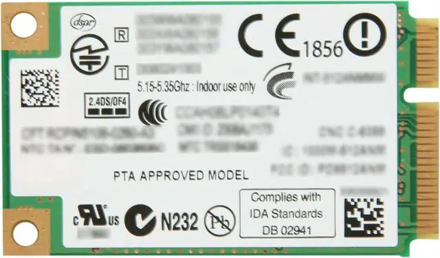 Alt view image 2 of 3 - Intel 512AN_MMWW2 5100 Wi-Fi Link Wireless Adapter IEEE 802.11a/b/g, IEEE802.11n Draft Mini PCI Express Up to 300Mbps Wireless Data Rates