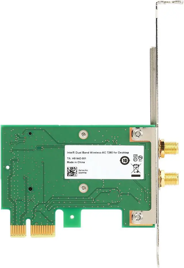 Alt view image 4 of 5 - Intel 7260HMWDTX1 Dual Band Wireless-AC 7260 for Desktop IEEE 802.11ac, IEEE 802.11a/b/g/n PCIe x1 Up to 867/300Mbps Wireless Data Rates