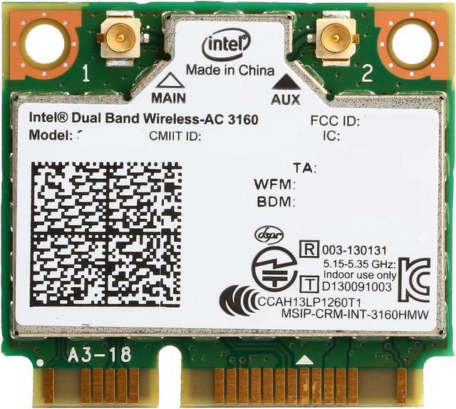 Alt view image 2 of 4 - Intel 3160 Dual Band Wireless-AC 3160 Plus Bluetooth IEEE 802.11ac Mini PCI Express 433 Mbps Wireless Data Rates