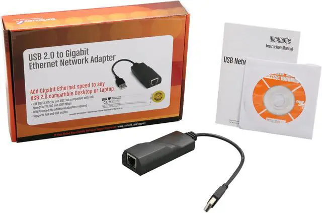 Alt view image 5 of 5 - StarTech USB21000S Compact Black USB 2.0 to Gigabit Ethernet NIC Network Adapter